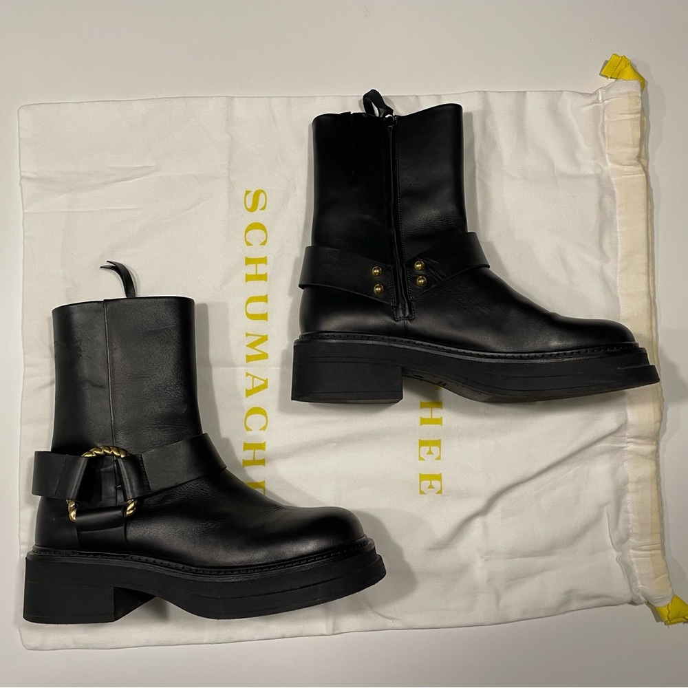 Dorothee Schumacher Black Leather Women's Biker Boots